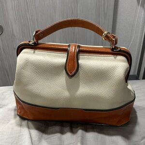Chic T Cappelli Cream and Brown Leather Satchel